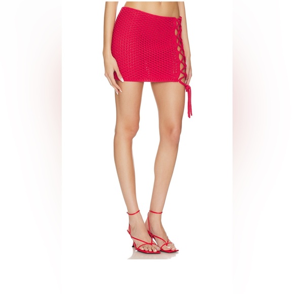 NBD Grayson Knit Mini Skirt in Red - Picture 2 of 5